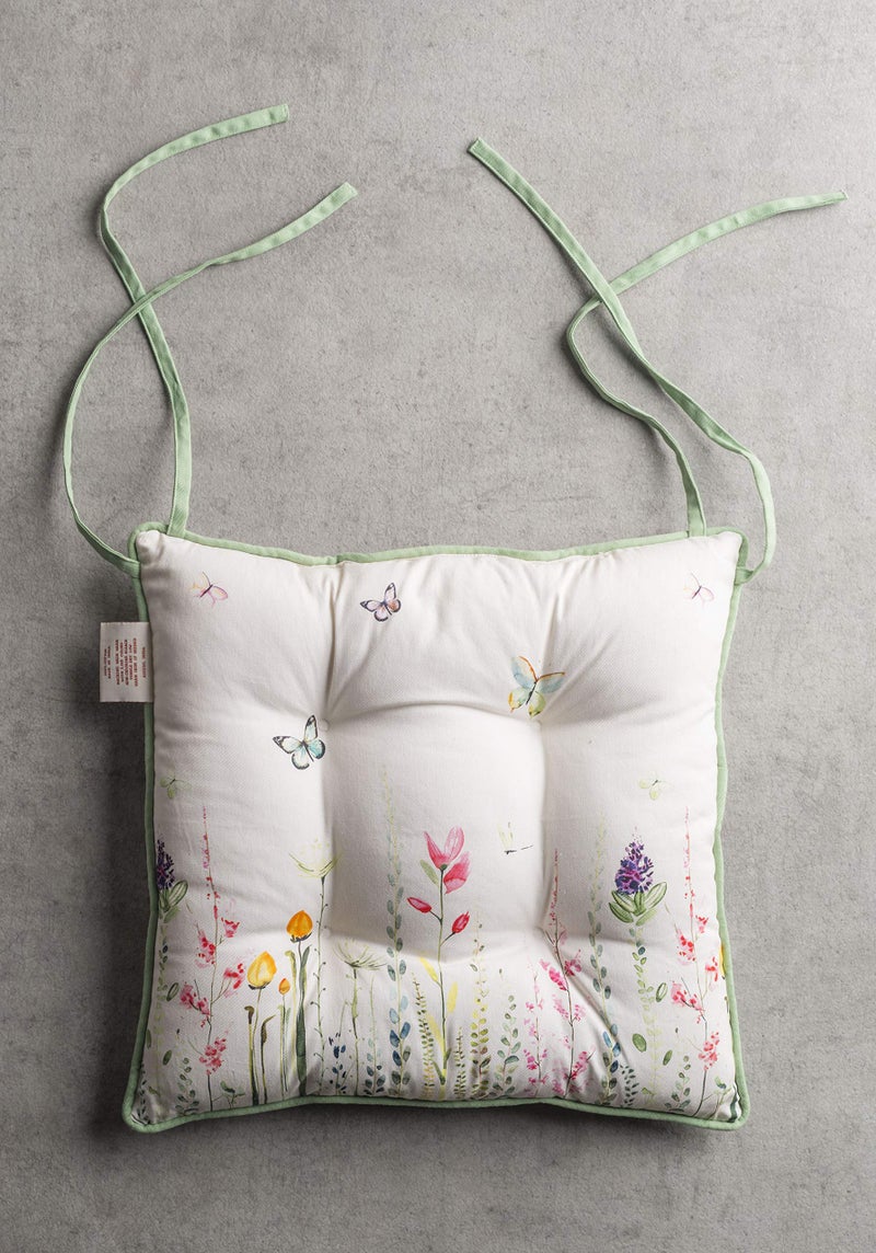 Maison d' Hermine Chair Pads for Dining Chairs Cotton Outer Fabric and Poly Filling 16"x16" Patio Seat Cushions for Furniture with Ties Home Chair Farmhouse (Botanical Fresh - Placed, Pack of 2) - Image 2